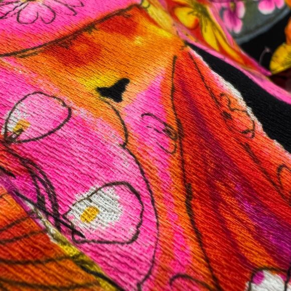 VINTAGE 60s Mod Barkcloth Dress Size 2  Black Maxi Rhinestone Studded Neusteters - Picture 2 of 7